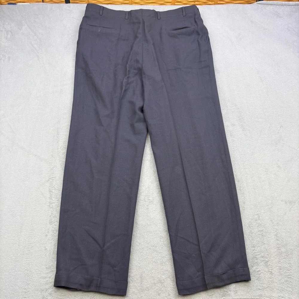 Christian Dior Dress Pants Mens 40x32 Gray Pleated Cuffed Wool Slacks Luxury 90s